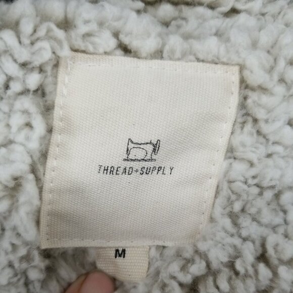 Thread & Supply Shirt Womens Medium Gray Teddy Bear Fleece 1/4 Zip Pullover - Picture 5 of 7